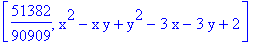 [51382/90909, x^2-x*y+y^2-3*x-3*y+2]